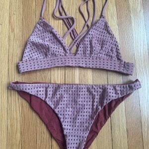 Acacia Swimwear Dusty Pink Bikini Set, S Top, M Bottoms